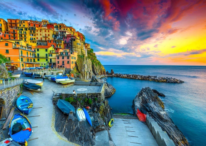 Puslespil Havnen i Manarola ved solnedgang 1000 brikker