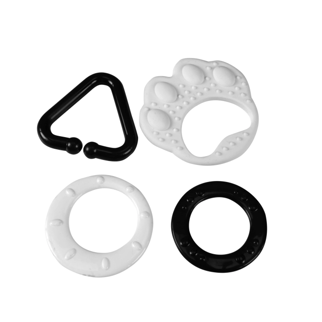 Bidering Bjørnepote med ringe i sort/hvid - silikone