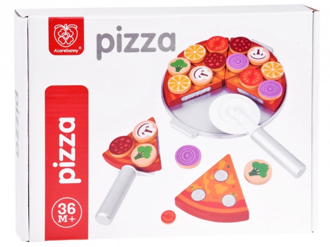 Træ-pizza til skæring med tilbehør