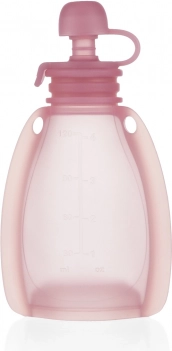 Genopfyldelig silikonepose til børnemad, Transparent Pink