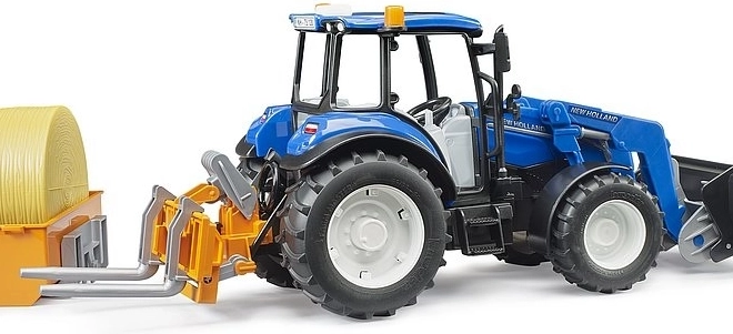 Bruder Traktor New Holland T5.120 med frontlæsser og lad