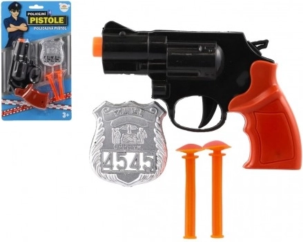 Politipistol med badge og sugekop-pile, 15 cm