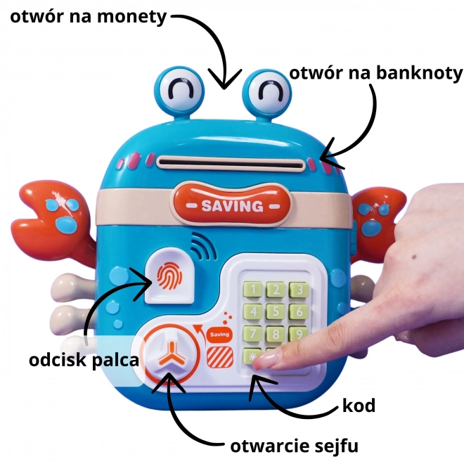 Elektronisk sparegris pengeskab Krab rygsæk
