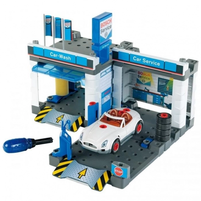 KLEIN Service station Garage BOSCH med bil