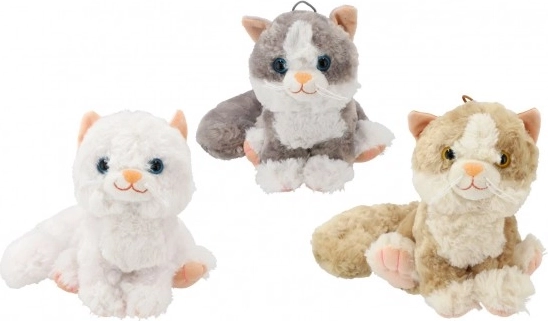 Plysbamse – siddende kat med lyd 20 cm