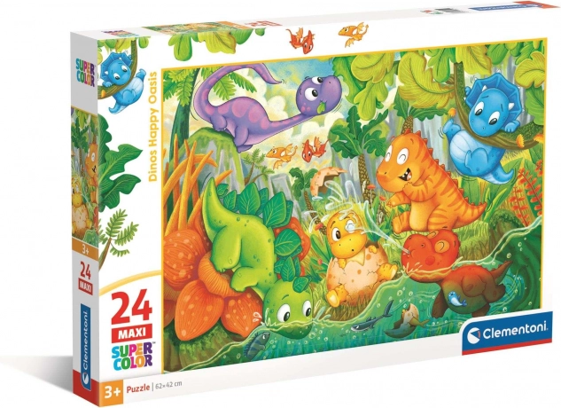 Clementoni puslespil lykkelig dinosaur-oase, maxi 24 brikker