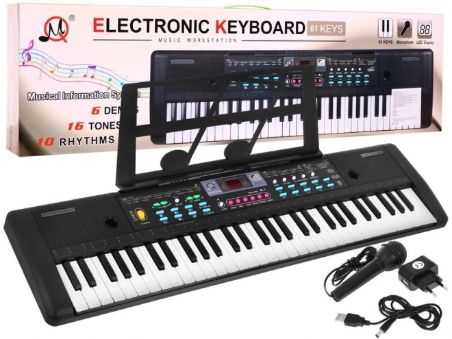 Keyboard til børn med mikrofon og nodestativ