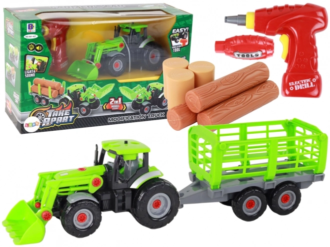 Traktor Traktor DIY med trailer Landbrugsmaskine Skruetrækker