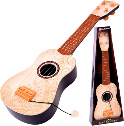 Børneguitar med metalstrenge og plektrUM – Natur