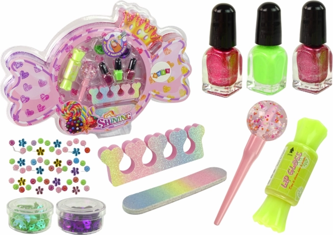 Sæt til negledekorering og makeup i slikform