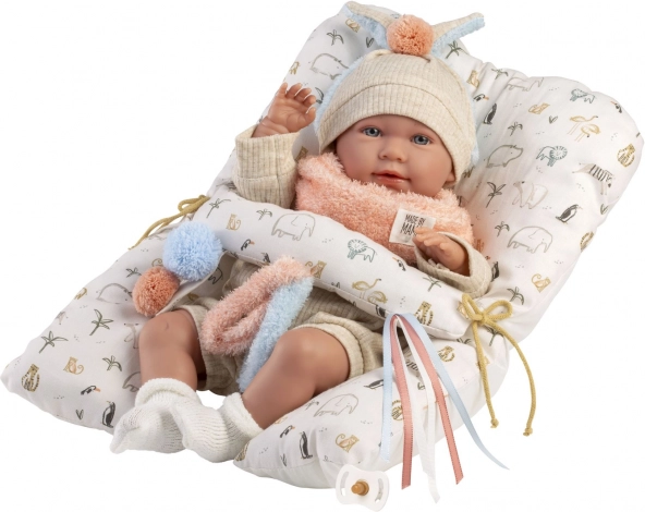 Realistisk babydukke med lyde og blødt stofkrop 42 cm