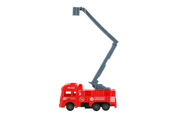 Brandbil plast 11cm med tilbagespoling 4 sorter 12stk i kassen