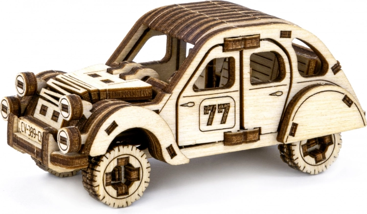 Træ 3D‑puslespil – rallybil til samling