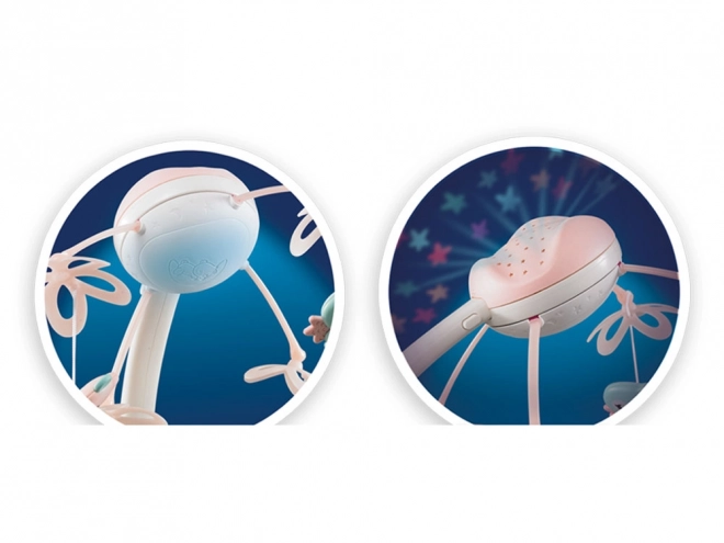 Babymobil med projektor og fjernbetjening – pink