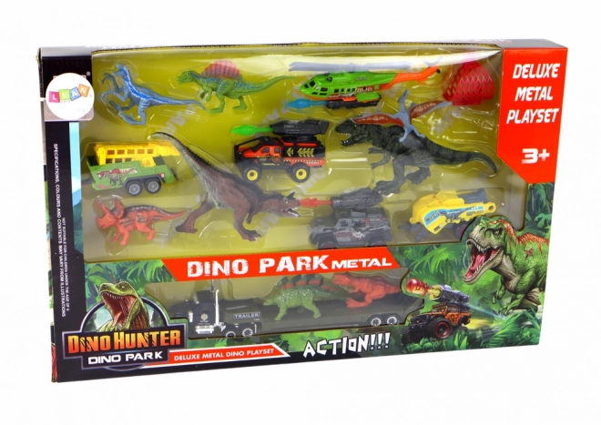 Sæt af køretøjer Stor helikopter Dinosaurer 8 stk.
