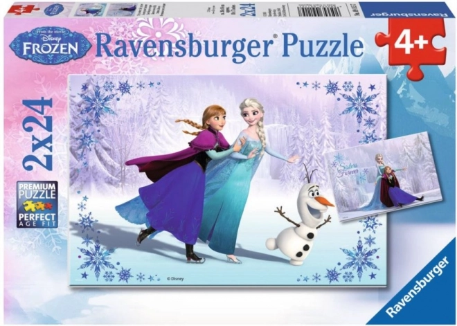 Puslespil 2x24 stykker Frost Søstre for evigt