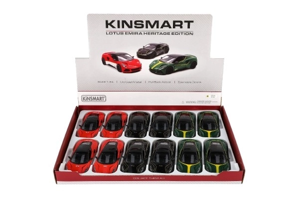 Auto Kinsmart Lotus Emira 1:38 metal/plast 12,5cm 3 farver med tilbagespoling 12 stk i kassen