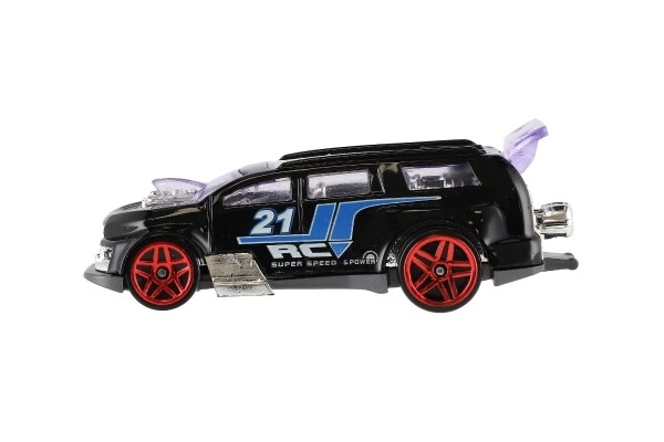 Auto racer 6 stk metal/plastik 8 cm i fri bevægelse i kasse 10,5x27,5x4 cm
