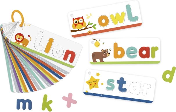 Tooky Toy Montessori-alfabet – sæt med kort og bogstaver til at lære ord, 57 dele