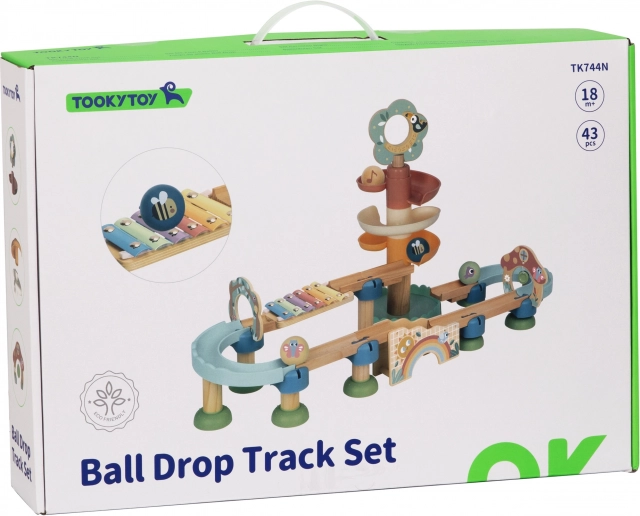 Træ kuglebane med xylofon Tooky Toy 44 stk.