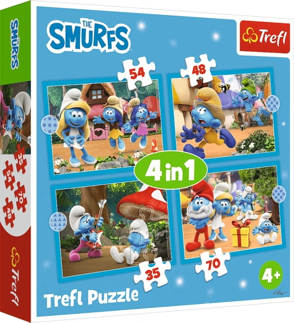 TREFL puslespil Smølfeby 4i1