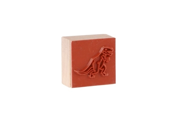 Træstempler 5+1 med pude dinosaurer 3x3cm på kort