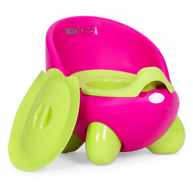 ECOTOYS Børnepotte i pink-grøn med skridsikre fødder
