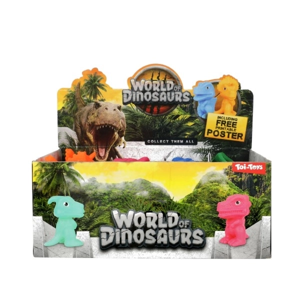 Gummi dinosaur 8cm - 5 typer i boks