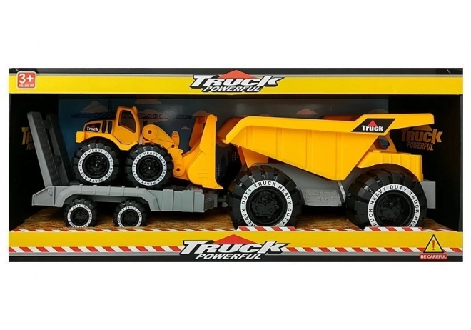 Stor lastbil legetøj med anhænger og bulldozer 49 cm
