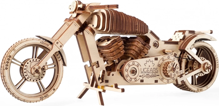 Træ 3D-puslespil motorcykel UGEARS – mekanisk model uden lim