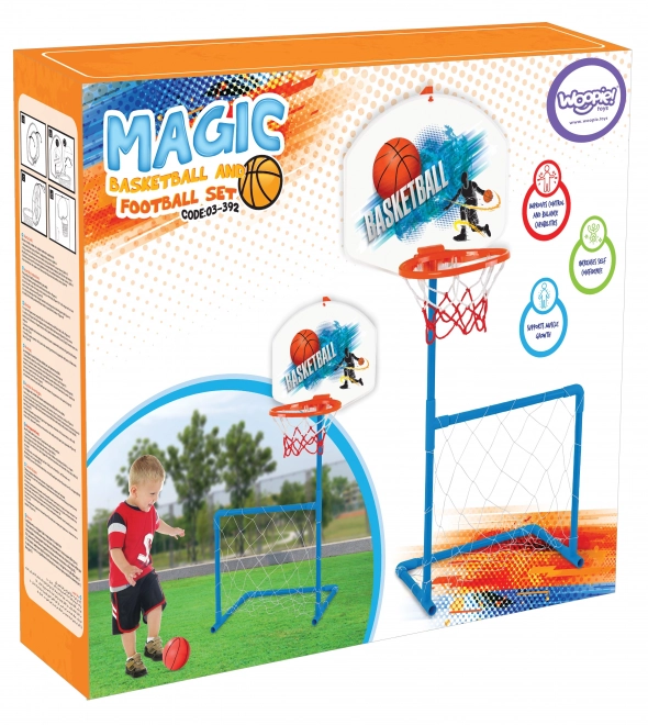 Sportsæt 2i1 med basketballkurv og fodboldmål fra Woopie
