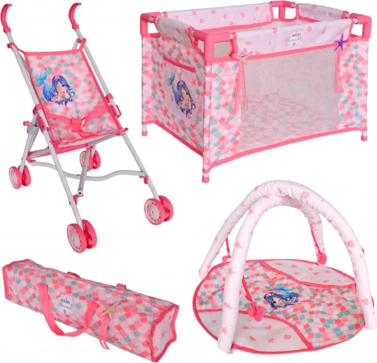 Sammenklappelig klapvogn og rejseseng