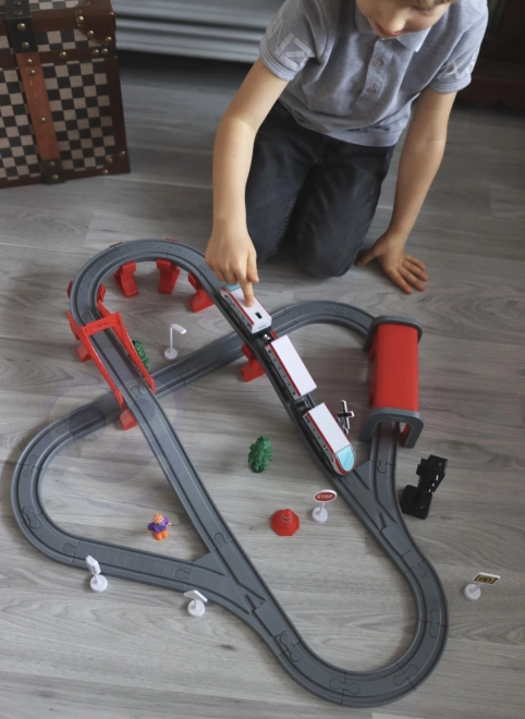 Elektrisk togbane med bro og tunnel