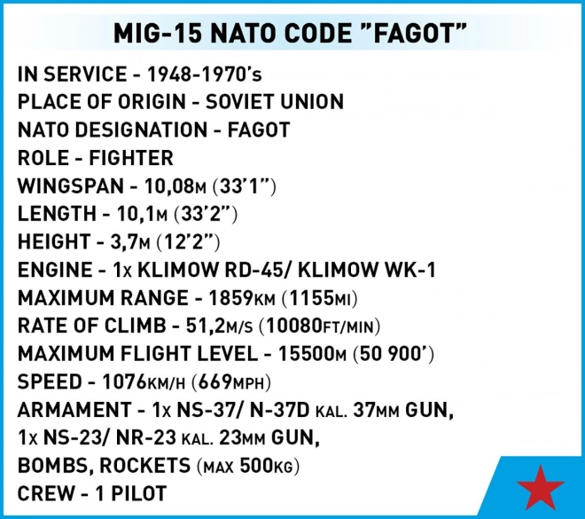 COBI 2416 Koreakrigen MIG-15 FAGOT, 1:32, 504 k, 1 f