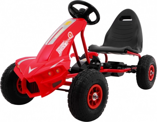 trådbil gokart champion pro børn 3+ rød med oppustelige hjul og håndbremse