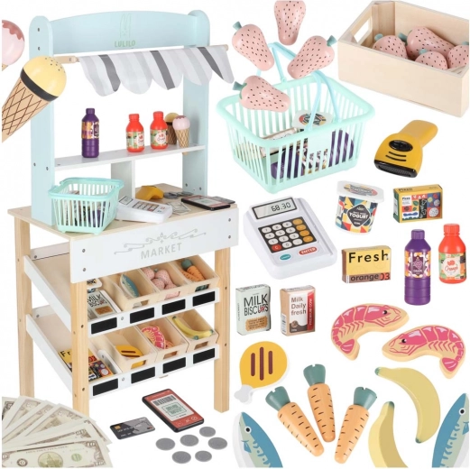 Stabil trækonstruktion med 6 hylder