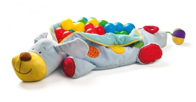 Multifunktionel plyshund med bolde Niny