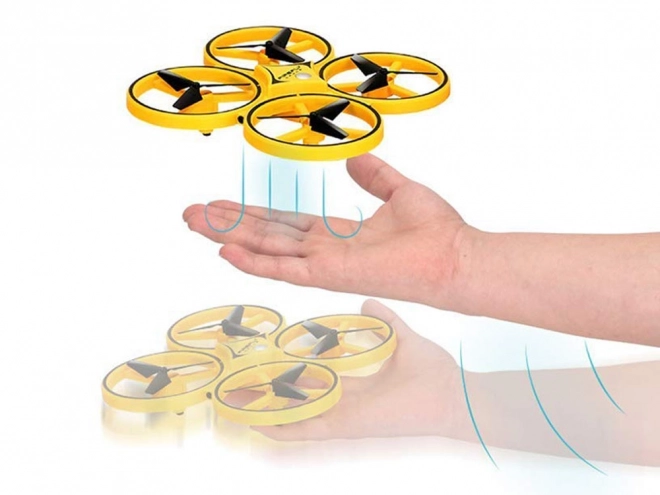 Drone styret med håndbevægelser + fjernbetjening Quadcopter RC0573 – Gul