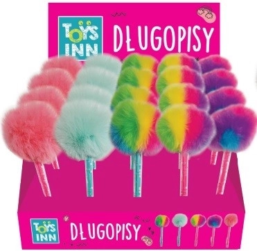 Pom-pom kuglepen med spil 12 stk / display