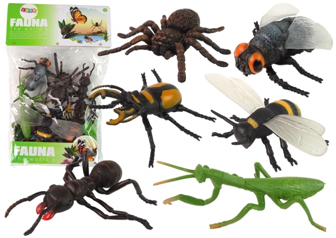 Sæt med insektfigurer Insekter Edderkop Bi 6 stk.