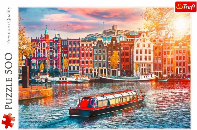 Realistisk motiv af Amsterdams kanaler