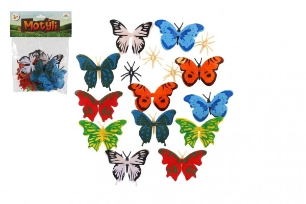 Sommerfugle 12 stk plastik 7-8cm i pose