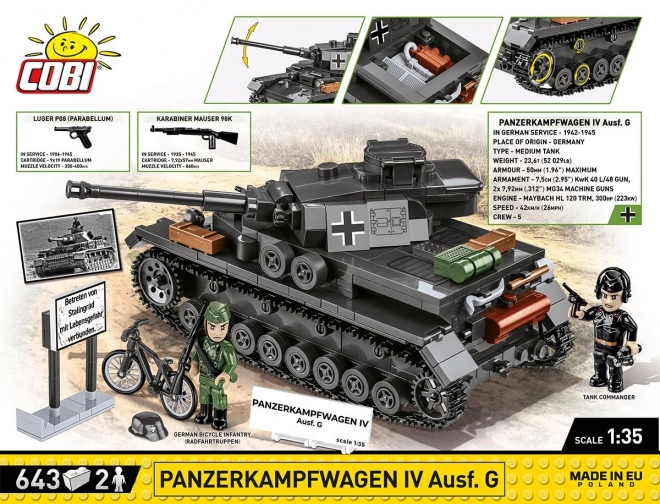 COBI 3127 Anden Verdenskrig Tysk tank Panzerkampfwagen IV Ausf. G 1:35