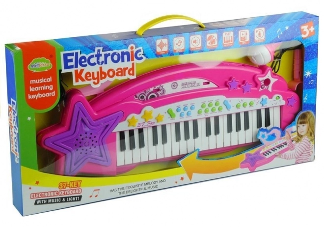 Tastatur Orgel 37 Taster MP3 Mikrofon Lyserød