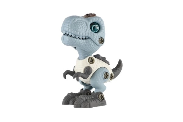 Dinosaurus skruelig plast 12cm med skruetrækker til batterier med lys og lyd i æske 15x16x7cm
