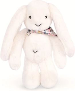 Doudou plysbamse kanin med tørklæde hvid 35 cm