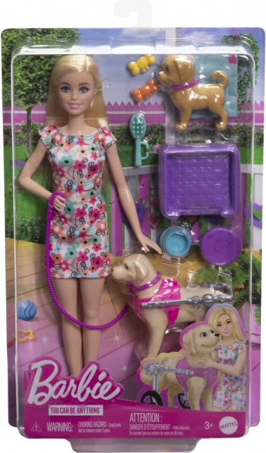 Barbie med hund i kørestol