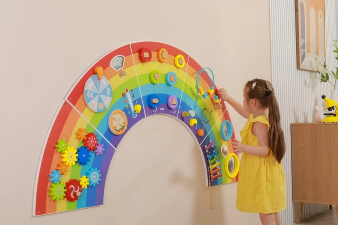 Trævægmontessoripanel - regnbue