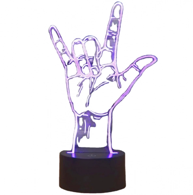 Lampe med 3D motiv af hånd med LED belysning