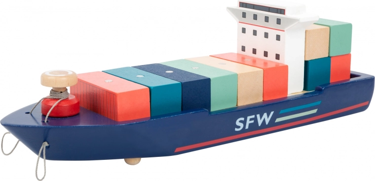 Containerskib med slæbebåde